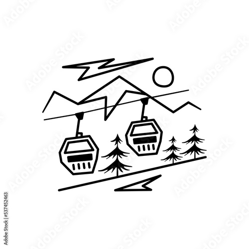 Christmas line icon from the Christmas camping series. Happy Holidays symbol and elements. Stock winter vector. Ski resort cabins