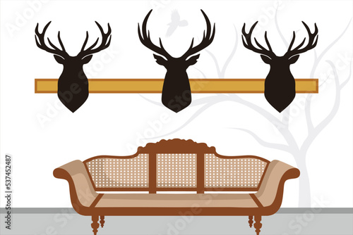 Animal head style wall decoration. Collection of posters with creative designs. vector interior decoration