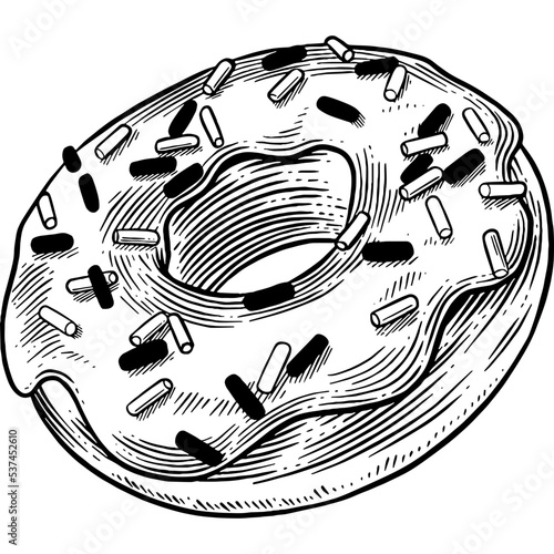 Hand drawn Donut with Sprinkles Sketch Illustration