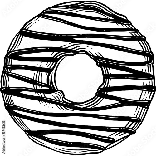 Hand drawn Donut with Chocolate Drizzle Sketch Illustration