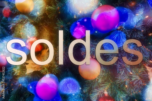 blurry bokey christmas lights during holiday season and sodles sign © oliver de la haye