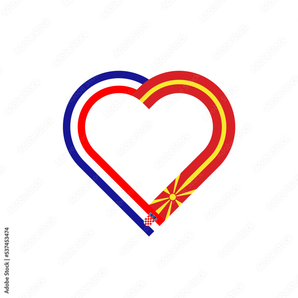 friendship concept. heart ribbon icon of croatian and macedonian flags. vector illustration isolated on white background