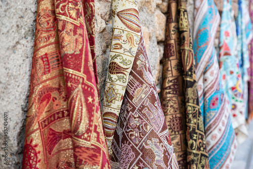 Beautiful scarves in the Turkish market