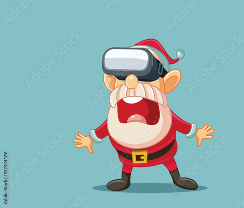 Poor Santa Claus Looking at Money Flying Vector Cartoon Illustration. Unhappy man wearing Santa costume losing all his finances 
