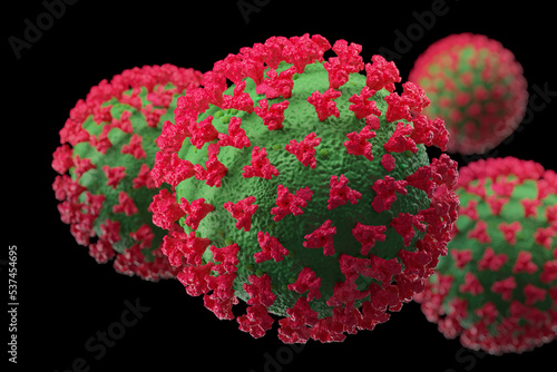 COVID variant coronavirus medical illustration 3d rendering. BQ.1.1 highly mutated subvariant, very contagious photo
