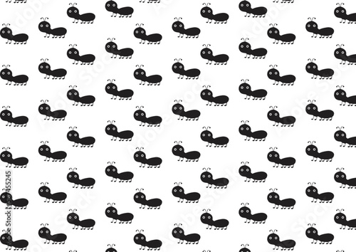 Ant monochromic pattern vector illustration. Black little ants on light background