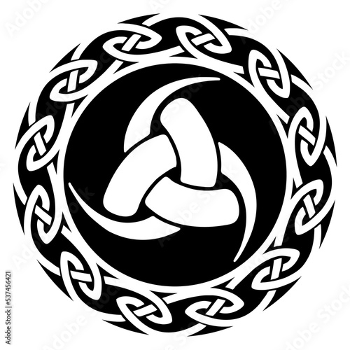 Triple Horn of Odin, Norse mythology, viking symbol, celtic knot, vector, isolated, white background