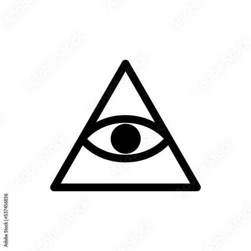 Eye inside triangle symbol vector - Caodaism religion black icon isolated on white background