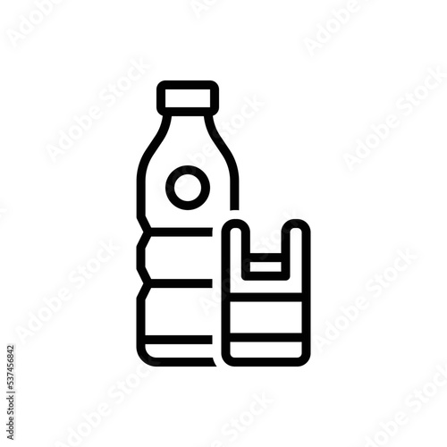 Black line icon for plastics
