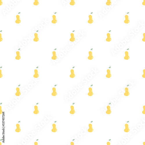 Seamless pattern with yellow pear icons. Colored pear background. Doodle vector illustration with fruits