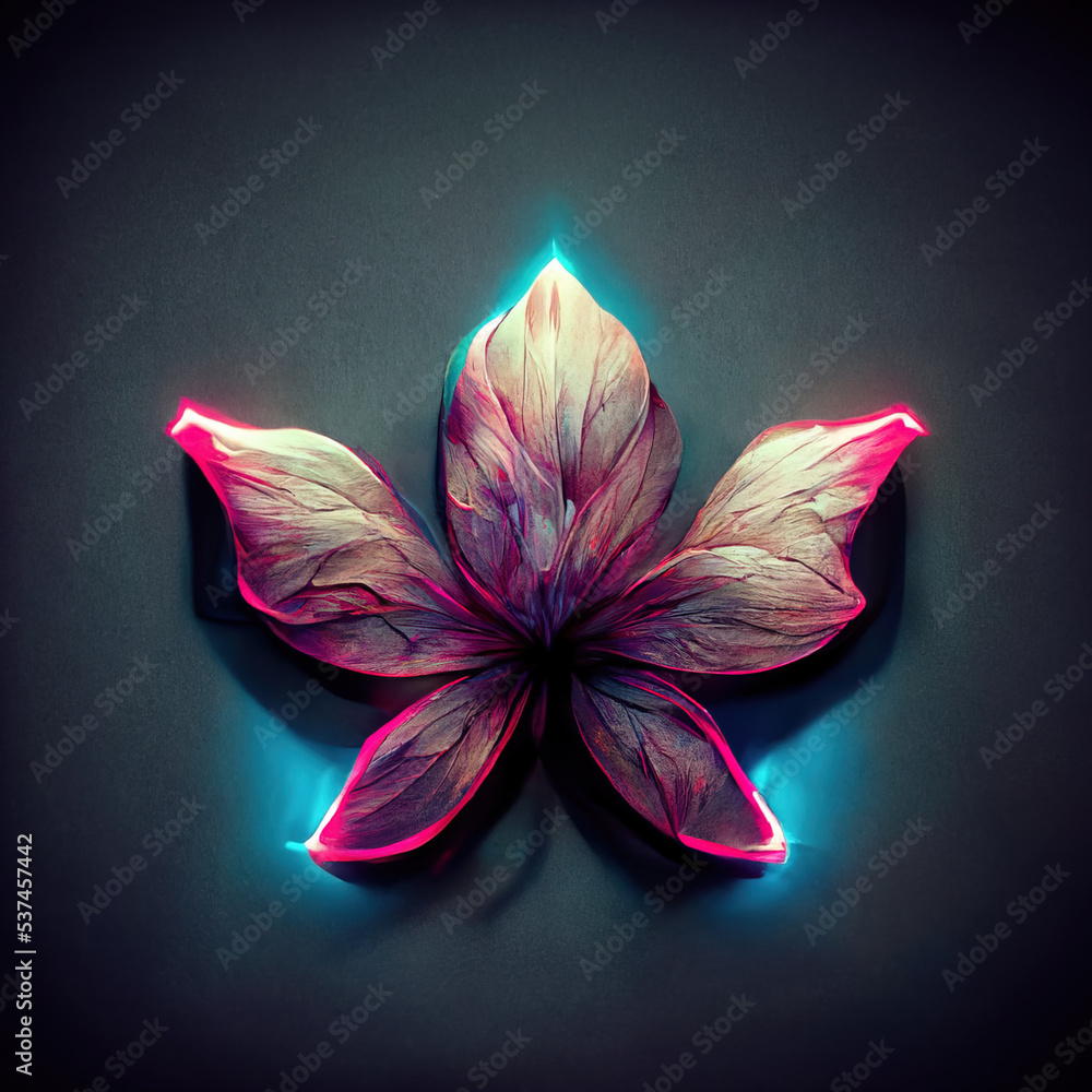 Decorative Art Flower Neon Abstract Background Decorative Art Flower Neon Abstract Background