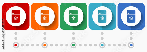 Refrigerator vector icons, infographic template, set of flat design fridge symbols