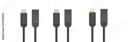 PACK CABLES VECTORIZADOS METALICOS NEGROS TIPO C, MICRO USB Y LIGHTNING