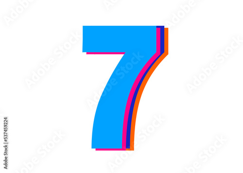 Free Download Numbers 7, Kids learning material on White Background. Isolated Easy to Cut. - GFXLoad