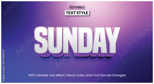 Sunday gradient purple and blue, colorful editable text effect photo