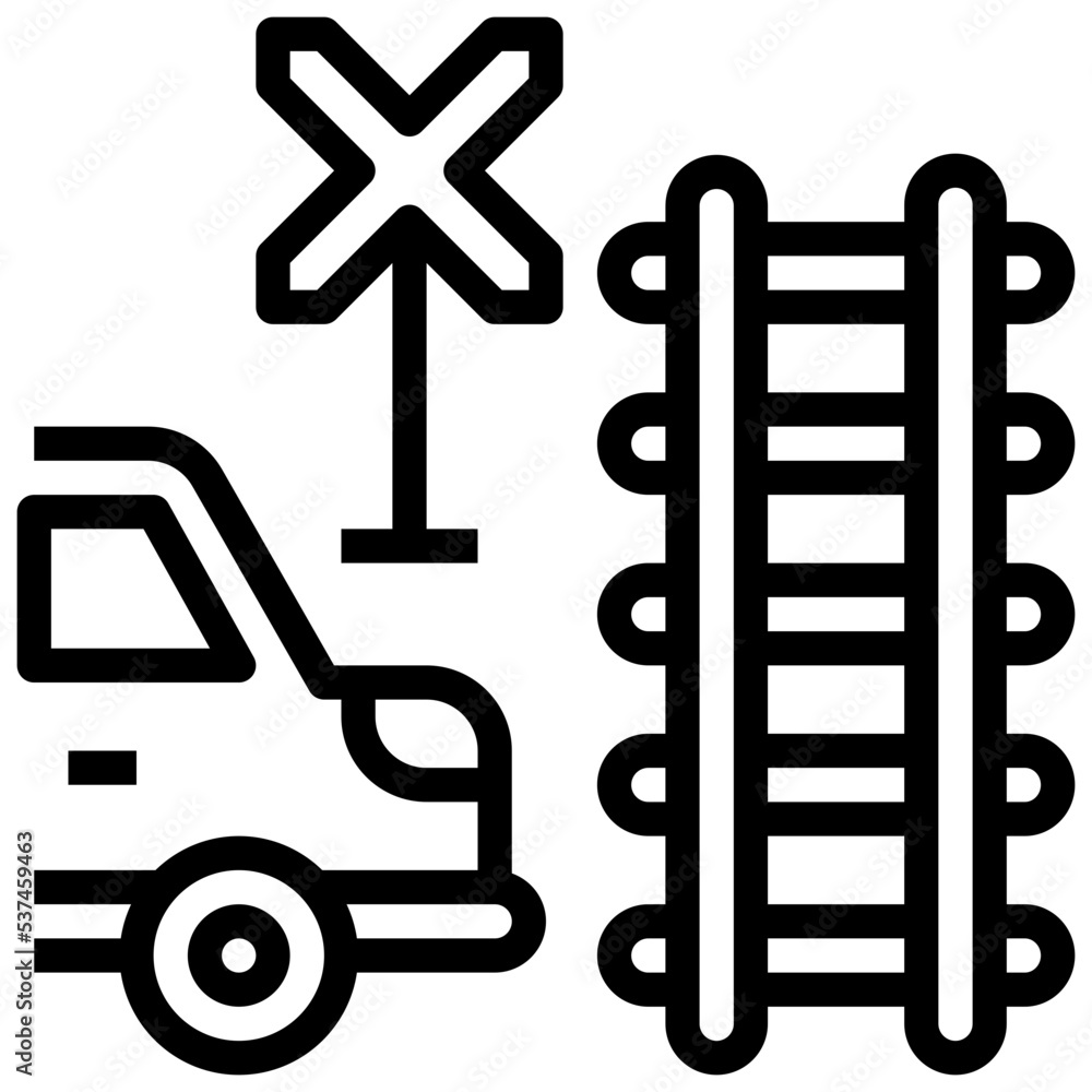 Car Accident_Railway line icon,linear,outline,graphic,illustration