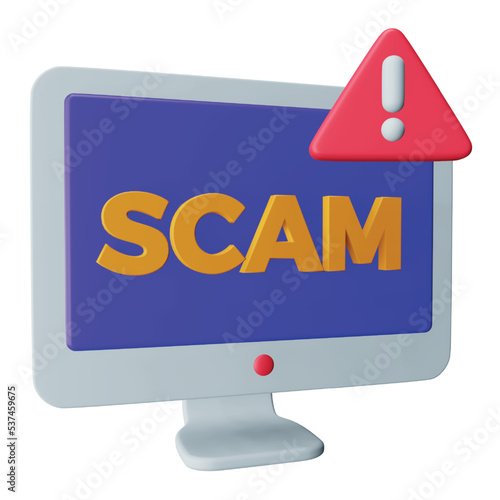 Online scam 3d rendering isometric icon.