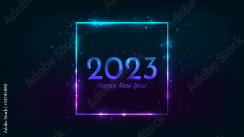 2023 Happy New Year neon background