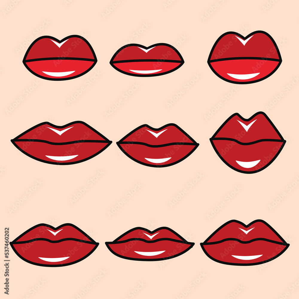 women lips shape collection set vector design women lips shape collection set vector design