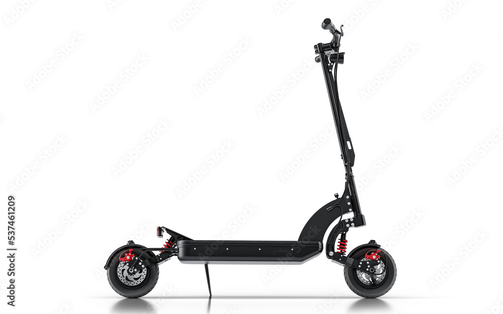 Professional electric scooter with suspension system - isolated on a transparent background - PNG format