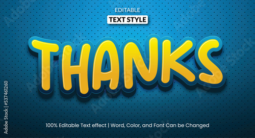 Blue and yellow 3d thanks theme editable text effect