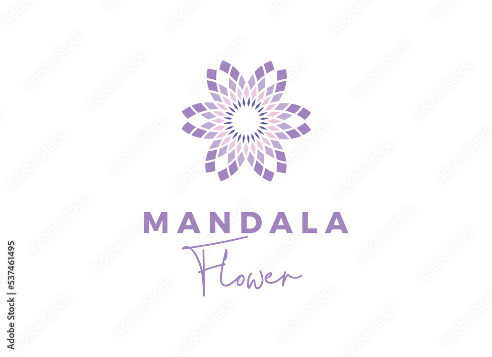 Abstract Mandala Flowers logo design template. 