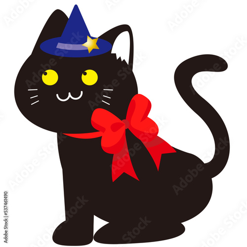 ハロウィン黒猫アイコンイラスト