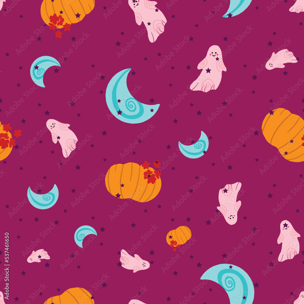 Cute spooky Halloween seamless pattern design art Cute spooky Halloween seamless pattern design art