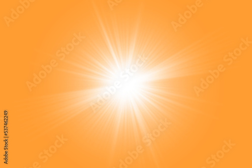 Solar rays.Warm sun on a yellow background. Leto.bliki. 