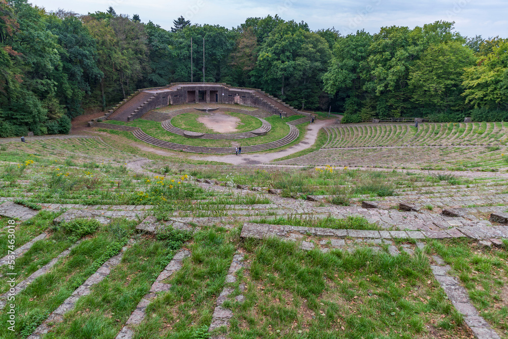 background, outside, panorama, amphitheater seats, building, mountain, theater, landmark, sightseeing, tree, amphitheater, drone, heidelberg, amphitheatre, open air cinema, valley, poster, forest, ent