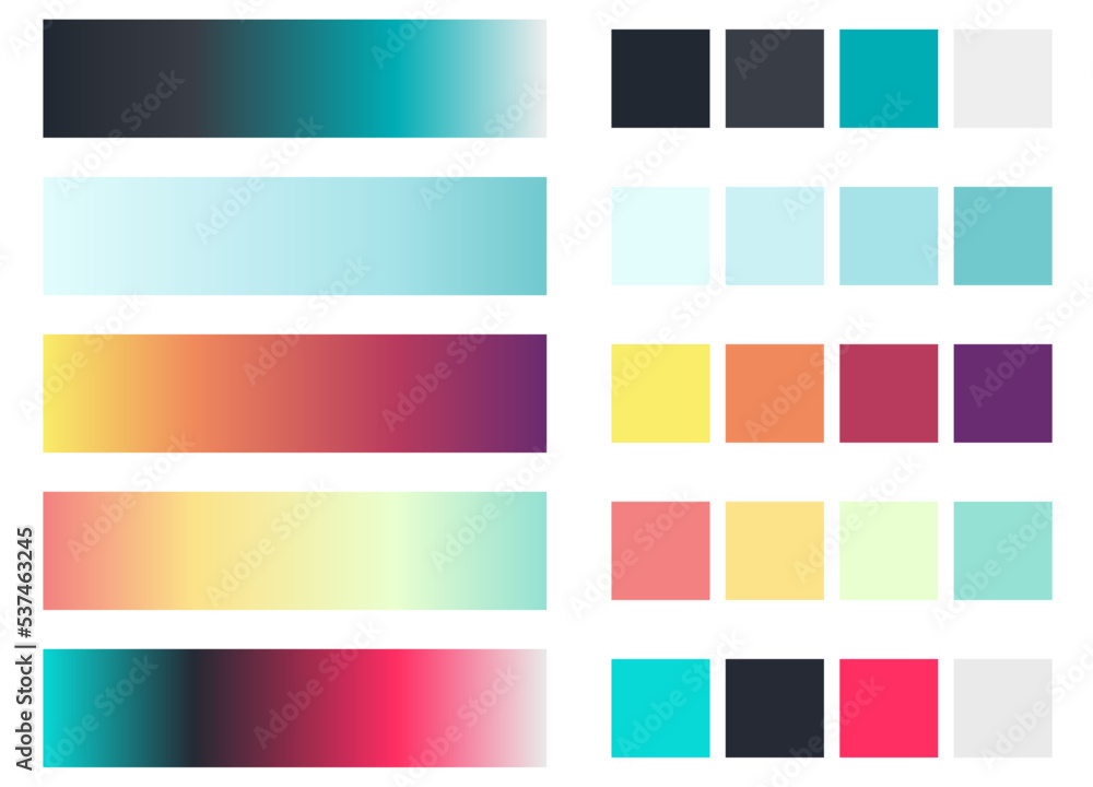 Vecteur Stock Popular color palette. An example of a color scheme. Forecast  of the future color trend template. Gradient and solid color composition  for modern design. Vector Eps 10. | Adobe Stock