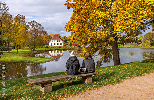 Golden autumn in public park