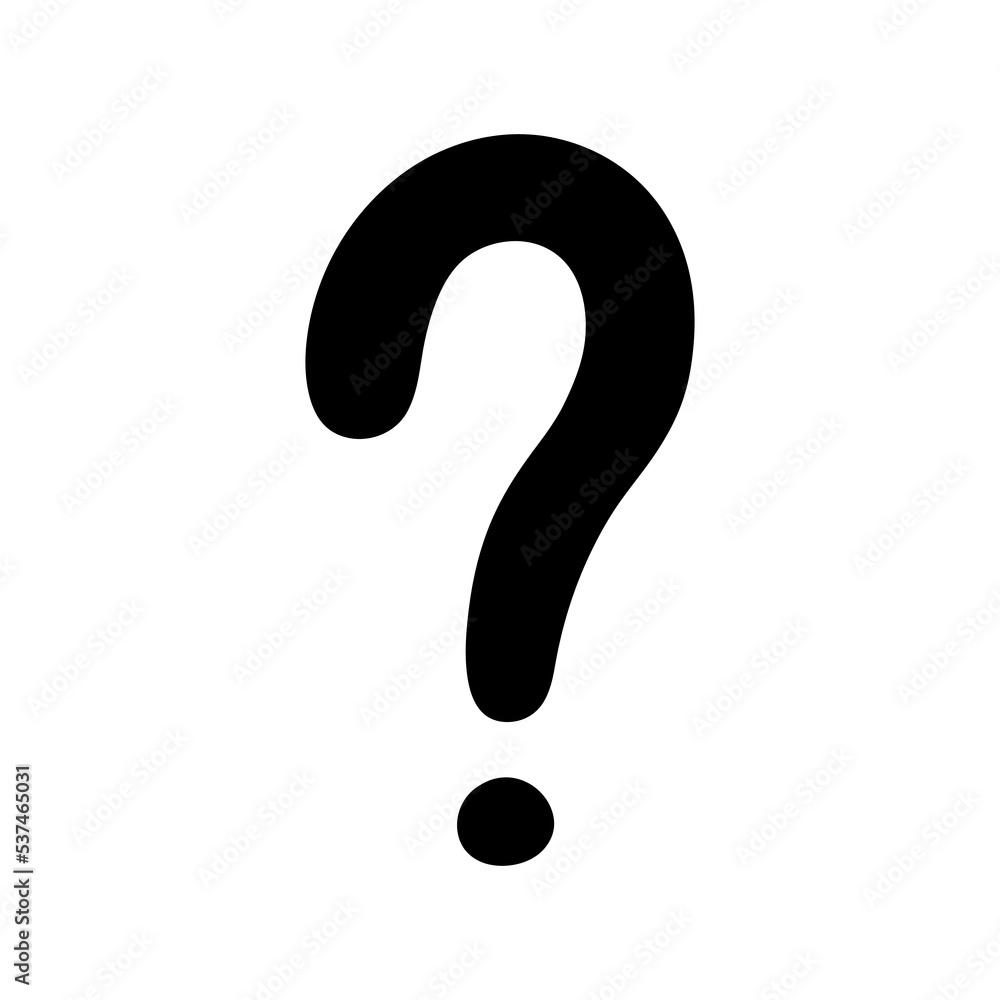 Question mark silhouette hand drawn in doodle style, vector illustration. Icon question symbol for print and design. Quiz and Exam concept, isolated black element on a white background Question mark silhouette hand drawn in doodle style, vector illustration. Icon question symbol for print and design. Quiz and Exam concept, isolated black element on a white background