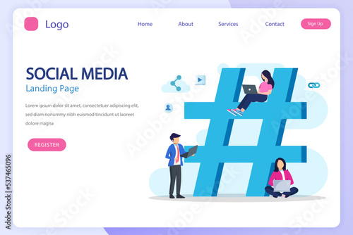 Social Media Network and Influencer Vector Illustration Concept , Flat vector template style Suitable for Web Landing Pages. © songo_