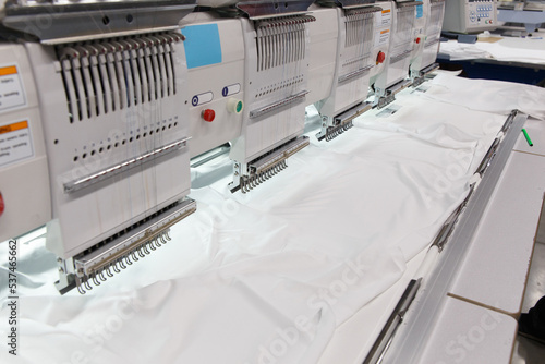 Industrial Embroidery Machine. Sewing equipment.