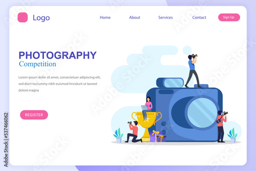 Photo competition illustration vector landing page. Photography Competition