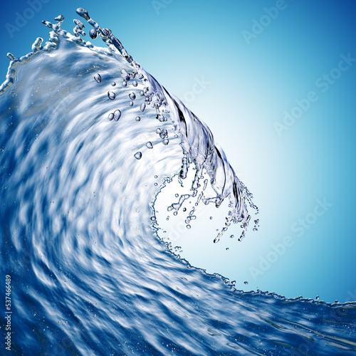 blue water splash isolated on blue background