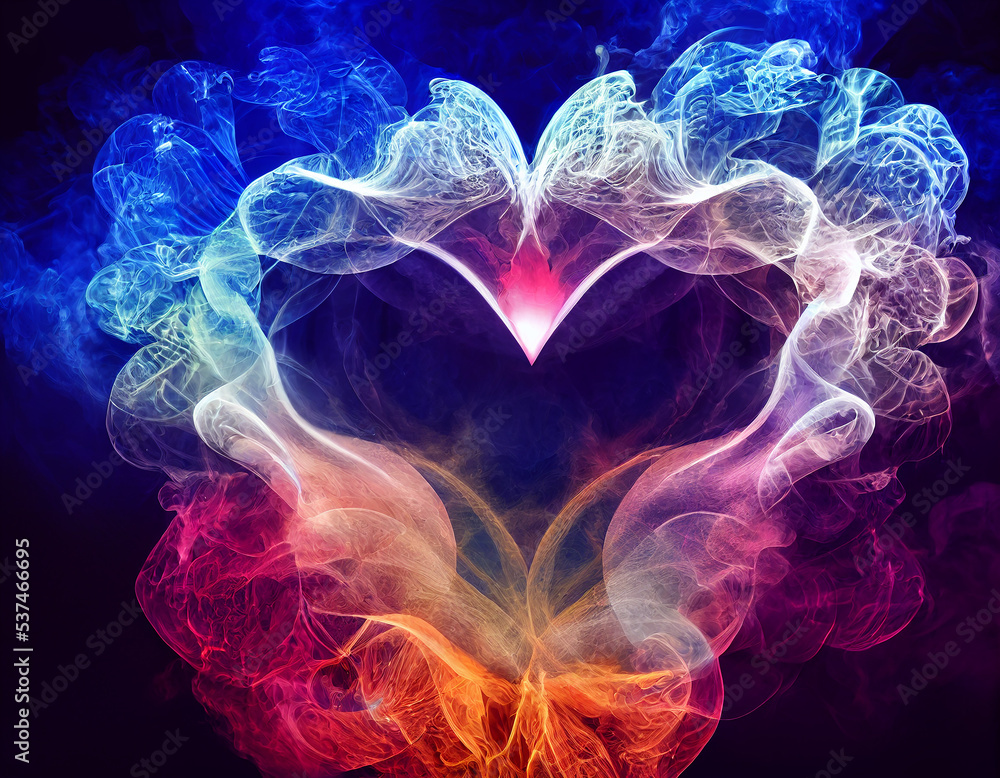 A heart shape smoke in universe as a human romantic emotion