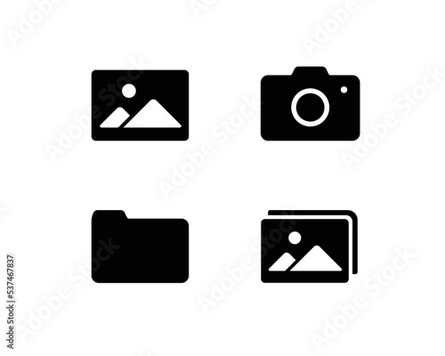 写真や画像のアイコンのセット　カメラ　イメージ　アルバム　ピクチャ　フォト　ピクトグラム　マーク