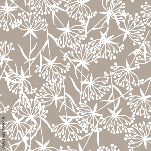 Seamless pattern with sprigs of dried flowers. Seamless borders, ribbons. Spring flowers. Design for duct tape, adhesive tape, wallpaper.