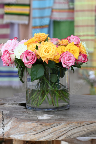 Roses in a variety of mixed colours.