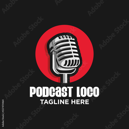 Podcast Logo Design Template Inspiration, Vector Illustration.