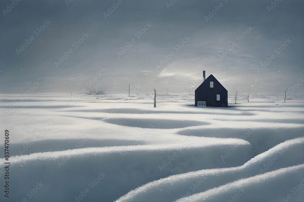 House buried in snow. Snowdrifts. Snowy wasteland. House buried in snow. Snowdrifts. Snowy wasteland.