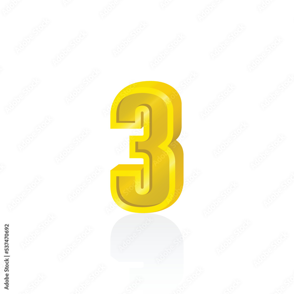 Obraz premium 3d gold number 3 vector graphics