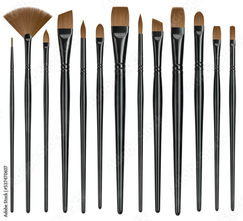 Set of different brushes for paints