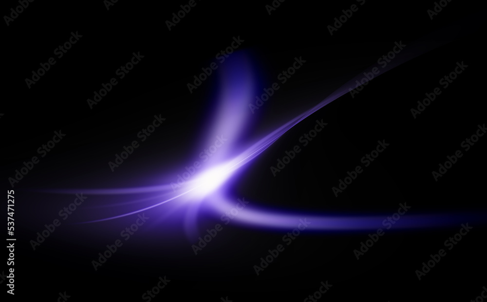 Abstract surrealistic black background image. white and blue light waves Mysterious in a beautiful graphic style galaxy. glittering energy On a black background. Creativity, soft art.