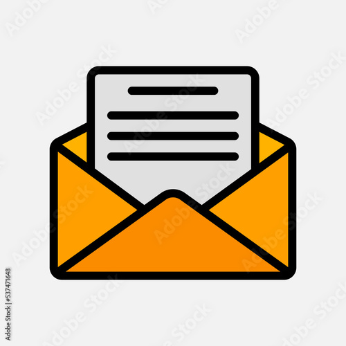 Open email icon in filled line style about email, use for website mobile app presentation
