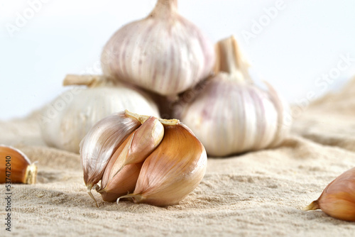 garlic on wooden table