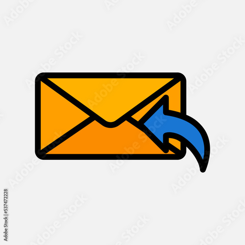 Forward icon in filled line style about email, use for website mobile app presentation