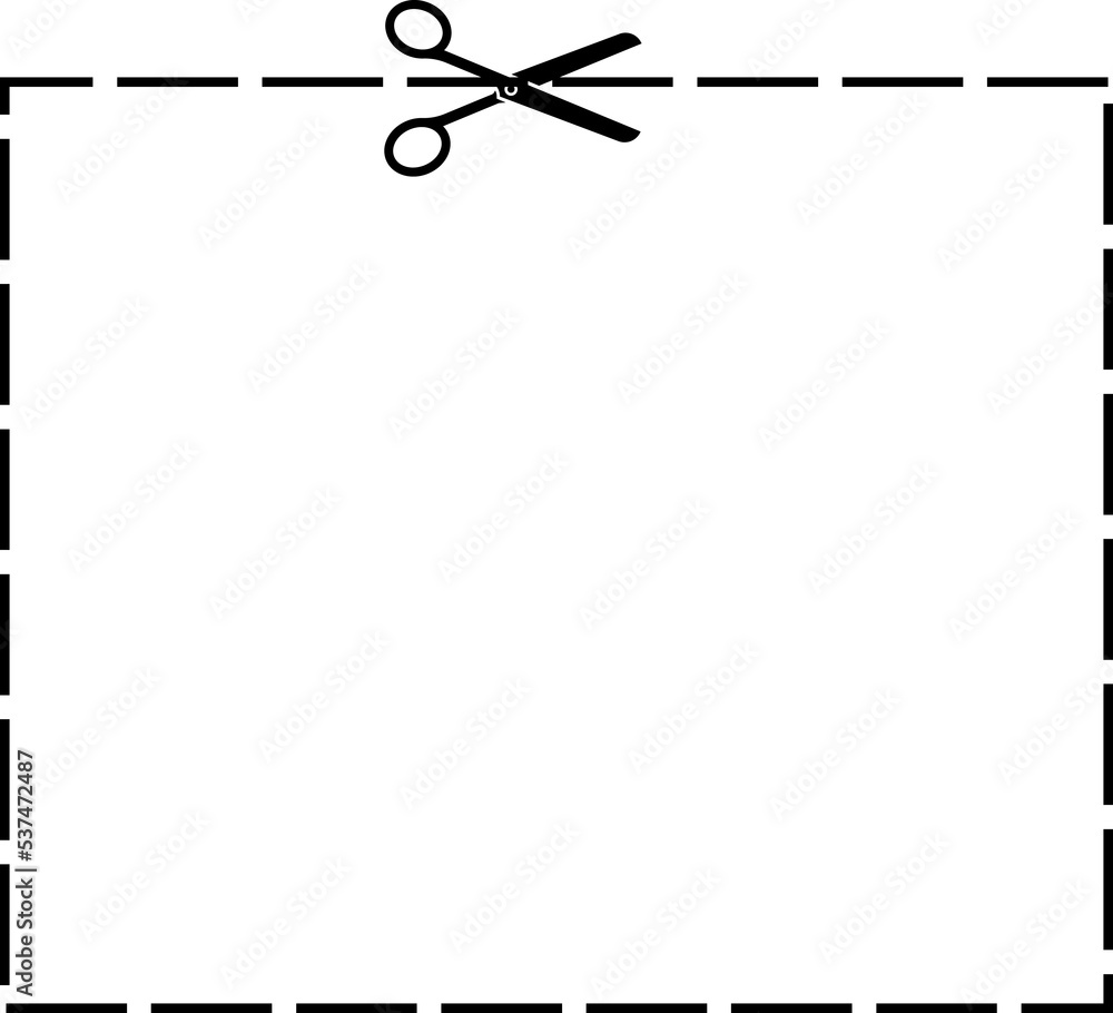 Scissors cut lines silhouette. Scissors with cut lines Scissors cut lines silhouette. Scissors with cut lines